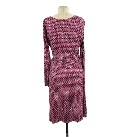 Boden‎ Silvia Long Sleeve A-line Faux Tie Wrap Dress Pink Size US 12R - Picture 7 of 9